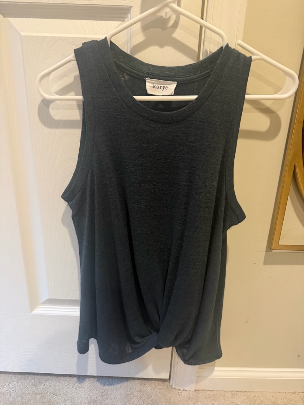 Korye dark charcoal Twist-Front Tank - Sleeveless Everyday Essential
